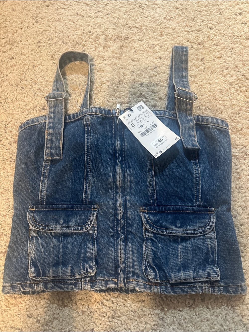 Zara Denim Zip Up Tank/Vest